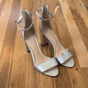 Vince Camuto Silver Ankle Strap Heels